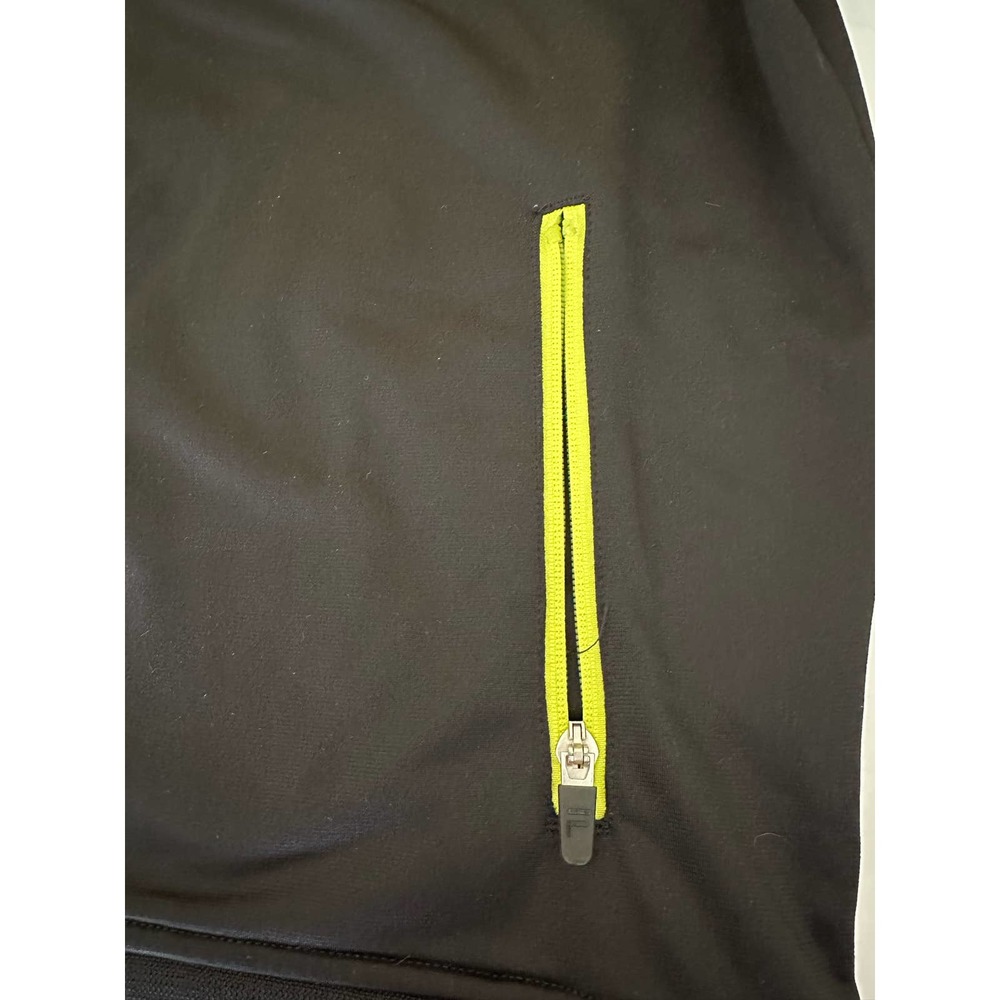 Women M Fila black jacket neon green yellow edge zipper workout - Picture 2 of 13